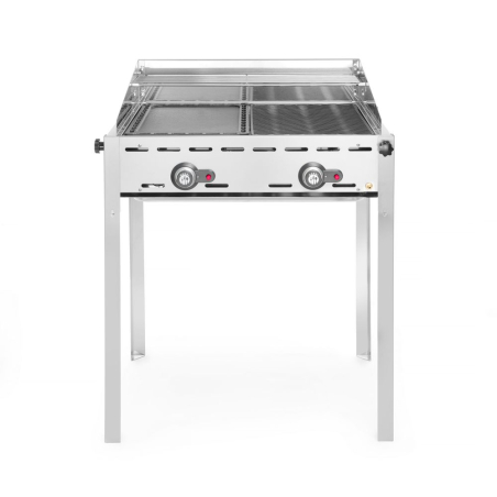 Barbecue gaz Professionnel Green Fire 2 Br&ucirc;leurs 11,6kW Fonte &Eacute;maill&eacute;e - Hendi