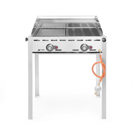 Barbecue gaz Professionnel Green Fire 2 Br&ucirc;leurs 11,6kW Fonte &Eacute;maill&eacute;e - Hendi