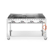 Barbecue professionnel &agrave; gaz Green Fire 4 br&ucirc;leurs, 22kW, sur roulettes, Profi Line - Hendi