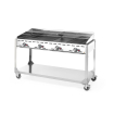 Barbecue professionnel &agrave; gaz Green Fire 4 br&ucirc;leurs, 22kW, sur roulettes, Profi Line - Hendi