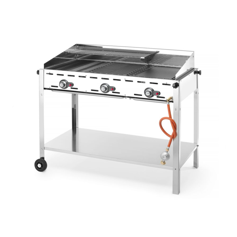 Barbecue Professionnel Gaz Green Fire 3 Br&ucirc;leurs Profi Line 17,4kW - Hendi