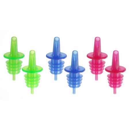 Bec-verseur &agrave; &eacute;coulement libre BarUp, Set de 6 (2 bleu, 2 rouge, 2 vert) - Hendi