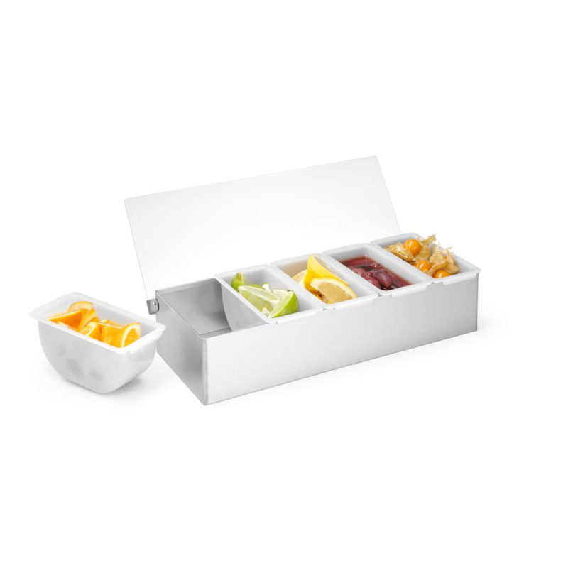 Bo&icirc;te &agrave; Ingr&eacute;dients Professionnelle BarUp, Inox, 5 Bacs, Lave-Vaisselle - Hendi