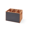 Bo&icirc;te &agrave; Menu et Couverts en Bois avec Ardoise 4 Compartiments 210x150mm - Hendi
