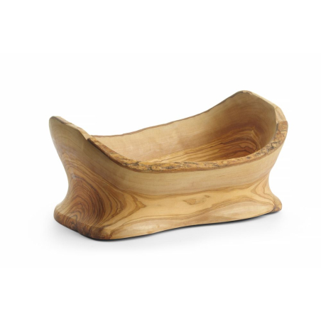 Bol D&eacute;coratif Bois d'Olivier pour Snack et Fruits, Base Large, 365x200x290mm - Hendi