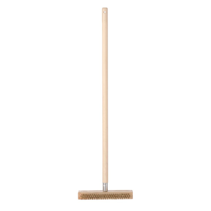 Brosse M&eacute;tallique en Laiton et Racloir Acier D&eacute;montable pour Four &agrave; Pizza 930x260mm - Hendi