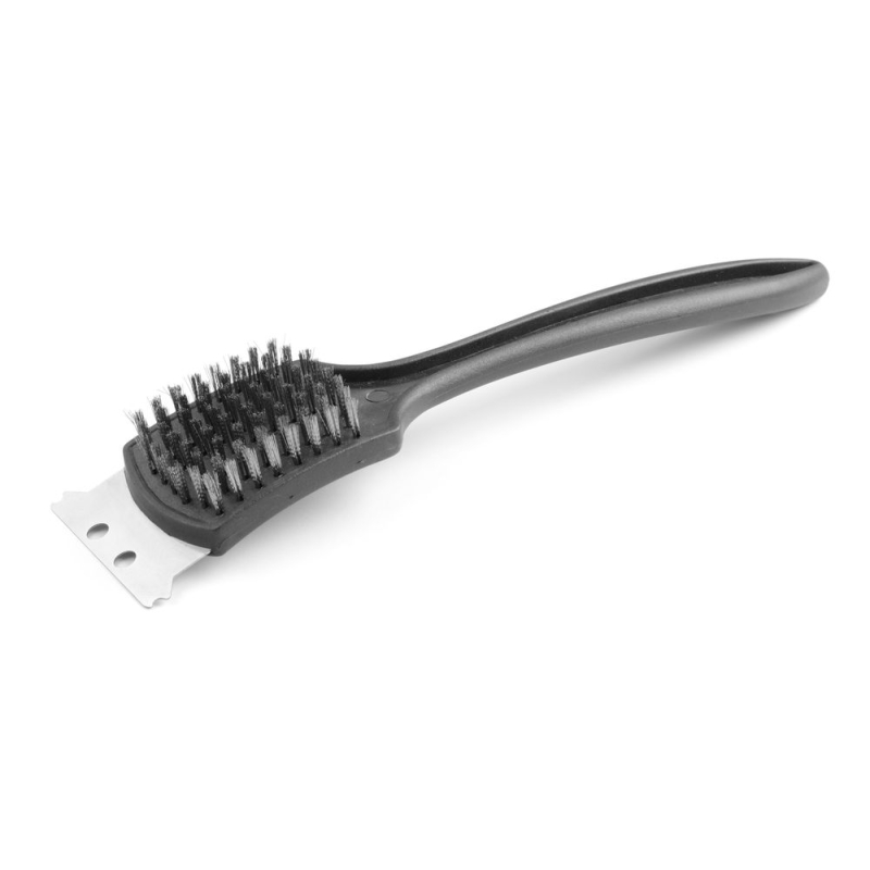 Brosse m&eacute;tallique inox avec racloir acier et long manche, 70x310mm - Hendi