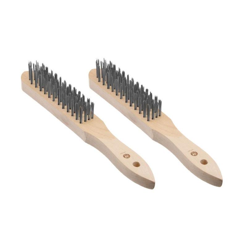 Brosse M&eacute;tallique Professionnelle en Bois avec Brins en Acier (2 pi&egrave;ces, 290mm) - Hendi