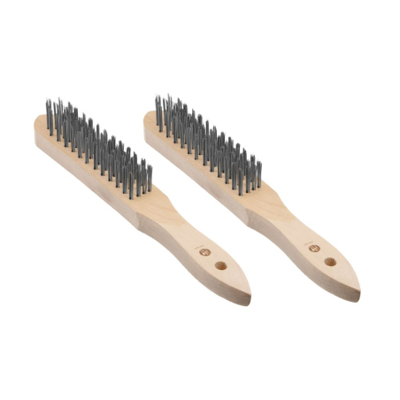 Brosse M&eacute;tallique Professionnelle en Bois avec Brins en Acier (2 pi&egrave;ces, 290mm) - Hendi