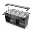 Buffet chauffant professionnel 4 bacs GN 1/1 Acier Inox Noir 1490x765x1370mm - Hendi