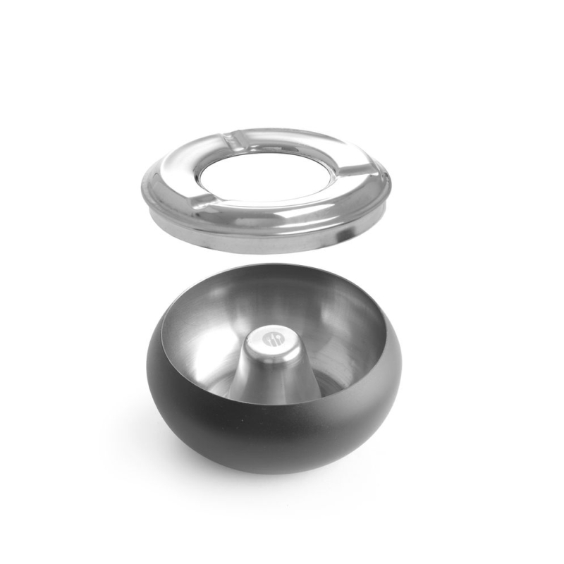 Cendrier de Terrasse Professionnel Noir Mat en Inox, &Oslash;105x58mm - Hendi