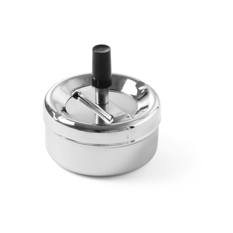 Cendrier en Acier Chrom&eacute; avec Bouton Poussoir ⌀90x(H)45mm Professionnel - Hendi
