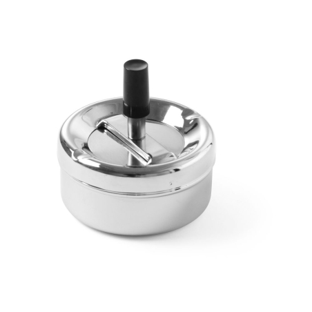 Cendrier en Acier Chrom&eacute; avec Bouton Poussoir ⌀90x(H)45mm Professionnel - Hendi