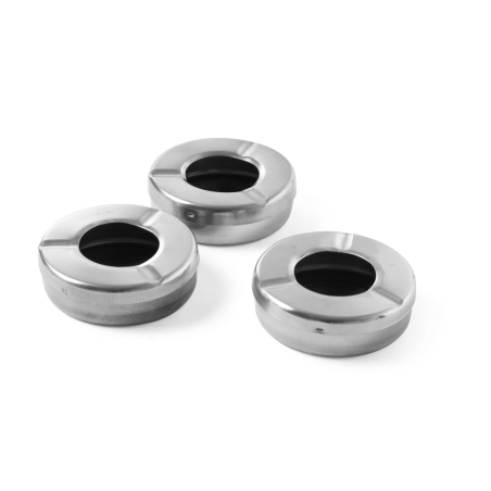 Cendrier professionnel en acier inoxydable avec couvercle, lot de 3, &Oslash;90xH28mm - Hendi