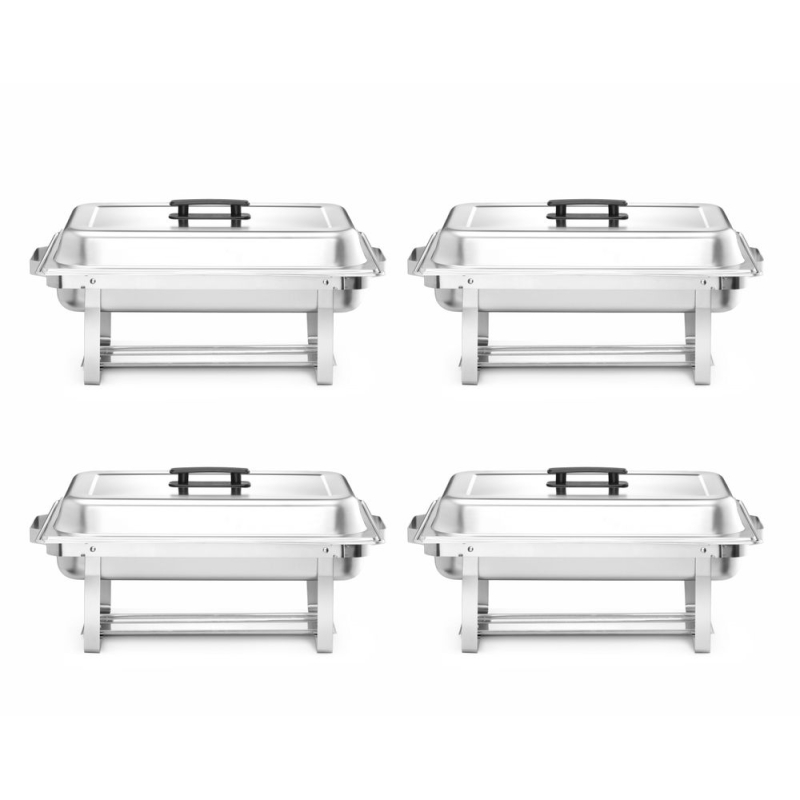 Chafing dish professionnel, set de 4, Acier inoxydable, GN 1/1, 7,5L - Hendi