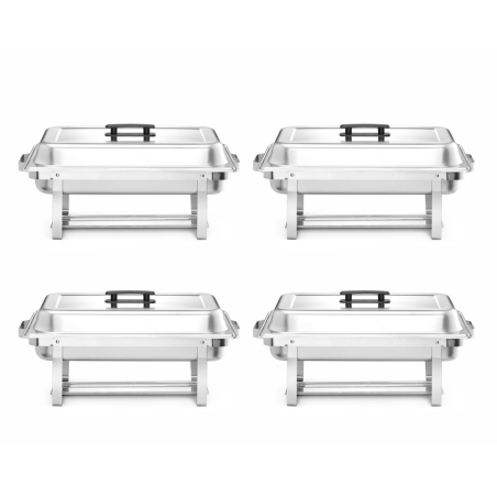 Chafing dish professionnel, set de 4, Acier inoxydable, GN 1/1, 7,5L - Hendi
