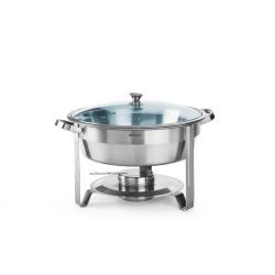 Chafing Dish Rond 3.5L Kitchen Line avec Couvercle en Verre et Br&ucirc;leur Inox - Hendi