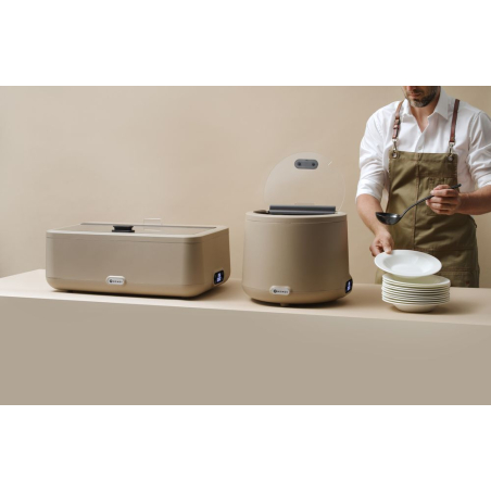 Chafing Dish UNIQ &Eacute;lectrique Beige Robert Bronwasser, Digital, 700W, 4L - Hendi