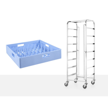 Chariot de lavage professionnel 7 niveaux pour casiers 500x500mm, charge 100kg - Hendi