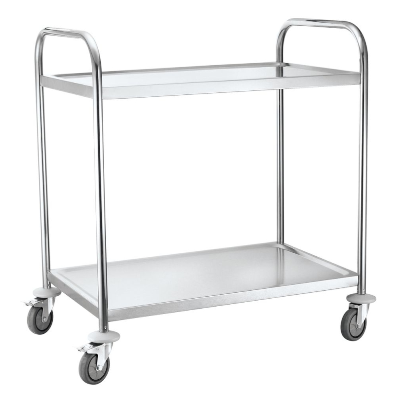 Chariot de Service Inox 2 Plateaux Anti-Bruit 905x585mm - Hendi