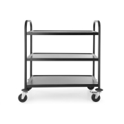 Chariot de service professionnel noir mat 3 &eacute;tag&egrave;res inox - Hendi