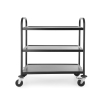 Chariot de service professionnel noir mat 3 &eacute;tag&egrave;res inox - Hendi