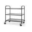 Chariot de service professionnel noir mat 3 &eacute;tag&egrave;res inox - Hendi