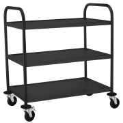 Chariot de service professionnel noir mat 3 &eacute;tag&egrave;res inox - Hendi