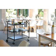 Chariot de service professionnel noir mat 3 &eacute;tag&egrave;res inox - Hendi