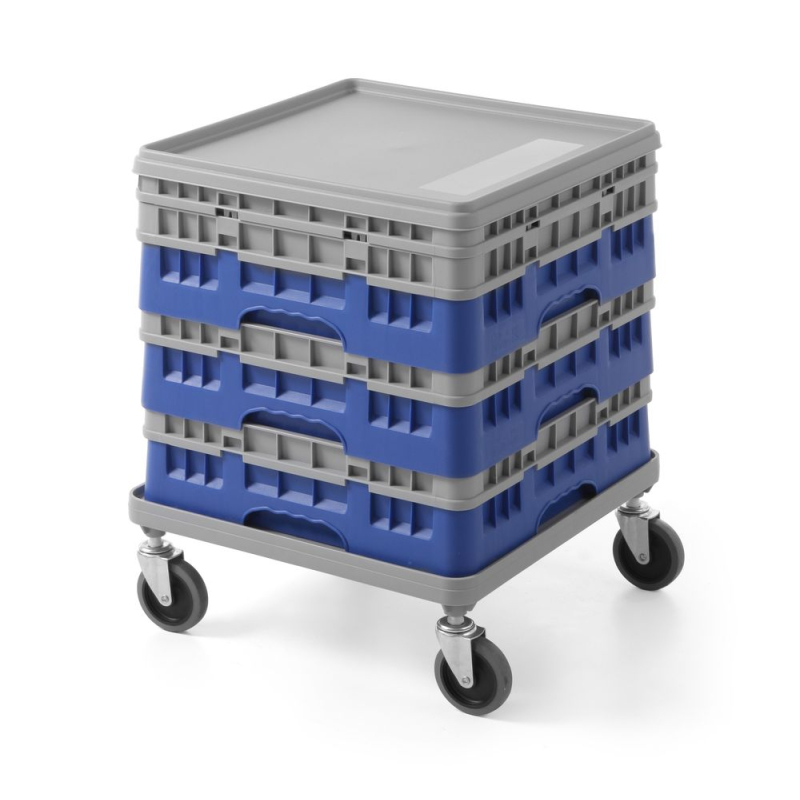 Chariot de Transport Universel AmerBox pour Casiers de Lavage 500x500mm, Gris Clair - Hendi