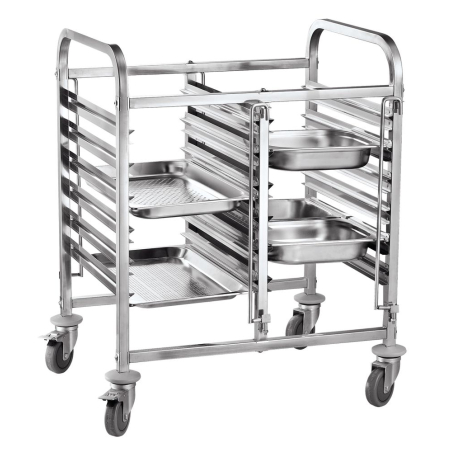 Chariot porte-plateaux double 12 x GN 1/1 professionnel 810x610x960mm - Hendi