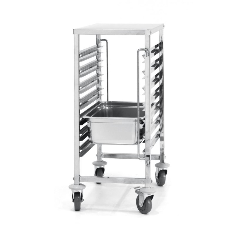 Chariot porte-plateaux professionnel GN 1/1, 7 niveaux, avec plan de travail - Hendi