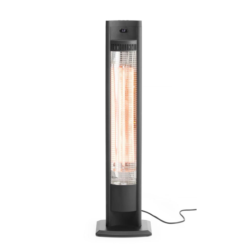 Chauffage de terrasse infrarouge carbone, 2000W, int&eacute;rieur/ext&eacute;rieur, avec t&eacute;l&eacute;commande et minuterie - Hendi