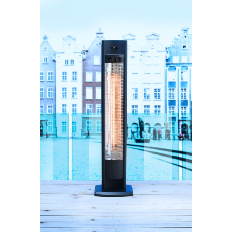 Chauffage de terrasse infrarouge carbone, 2000W, int&eacute;rieur/ext&eacute;rieur, avec t&eacute;l&eacute;commande et minuterie - Hendi