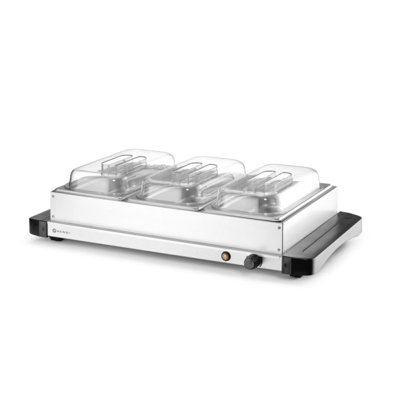 Chauffe-Plats Buffet &Eacute;lectrique Professionnel avec 3 Bacs GN 1/3, Temp&eacute;rature 40-75&deg;C - Hendi