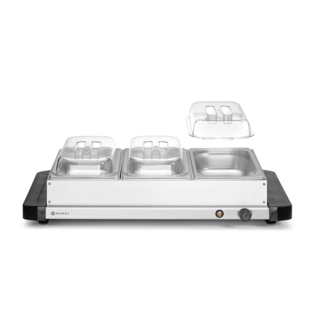 Chauffe-Plats Buffet &Eacute;lectrique Professionnel avec 3 Bacs GN 1/3, Temp&eacute;rature 40-75&deg;C - Hendi