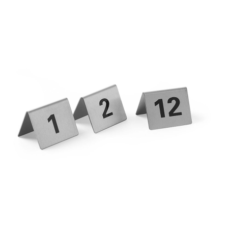 Chevalets de table num&eacute;rot&eacute;s 1-12, Acier Inoxydable, 50x35x40mm - Hendi