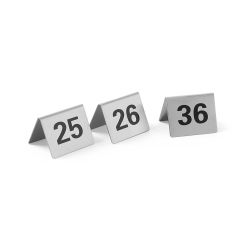 Chevalets de table num&eacute;rot&eacute;s 25-36, Set de 12 marque-places, 50x35x40mm - Hendi