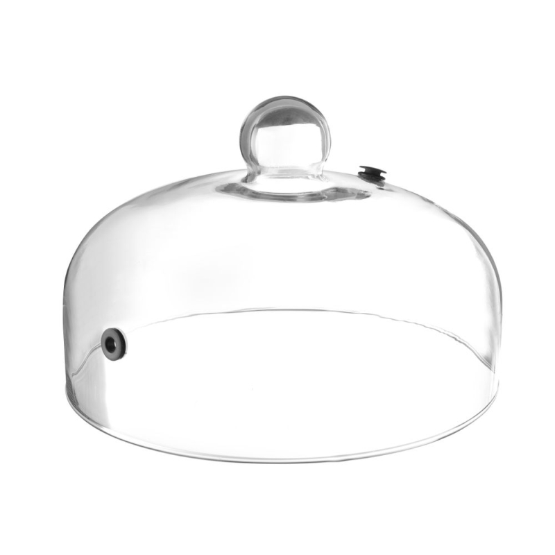 Cloche &agrave; Fumer Plate en Verre Borosilicate avec A&eacute;ration Silicone ⌀260x175mm - Hendi