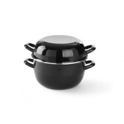 Cocotte &agrave; Moules &Eacute;maill&eacute;e Noire avec Couvercle 5,2L (⌀260mm) - Hendi