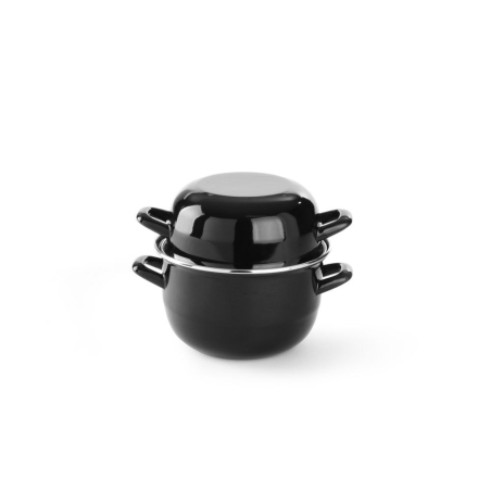 Cocotte &agrave; Moules &Eacute;maill&eacute;e Noire, 2,5L, &Oslash;200mm - Hendi