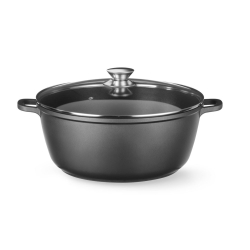 Cocotte en aluminium moul&eacute; antiadh&eacute;sif PTFE, 7L, compatible induction et four 250&deg;C - Hendi