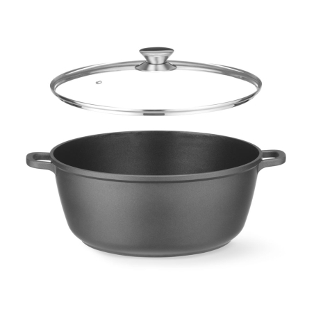 Cocotte en aluminium moul&eacute; antiadh&eacute;sif PTFE, 7L, compatible induction et four 250&deg;C - Hendi