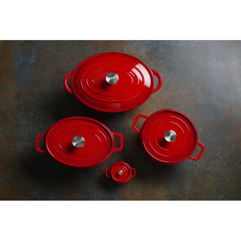 Cocotte Ovale en Fonte &Eacute;maill&eacute;e 3,7L Rouge - Hendi