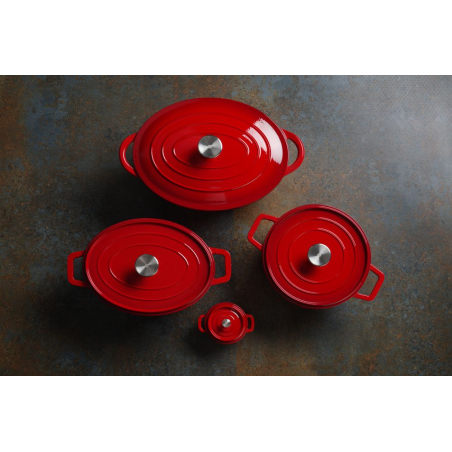 Cocotte Ovale en Fonte &Eacute;maill&eacute;e 3,7L Rouge - Hendi