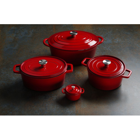 Cocotte Ovale en Fonte &Eacute;maill&eacute;e 3,7L Rouge - Hendi