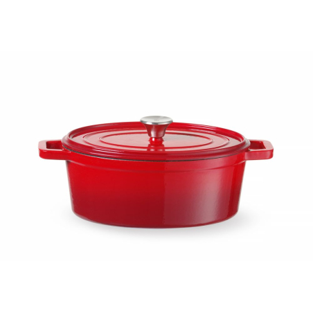 Cocotte Ovale en Fonte &Eacute;maill&eacute;e Rouge 4,4L, 36,5x29 cm, Induction - Hendi