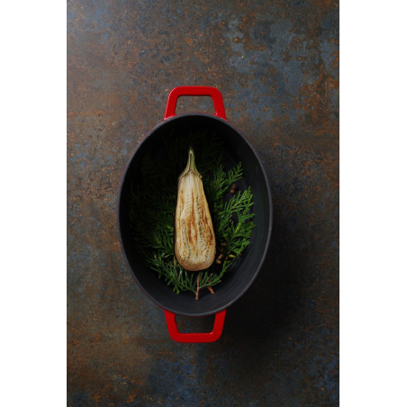 Cocotte Ovale en Fonte &Eacute;maill&eacute;e Rouge 4,4L, 36,5x29 cm, Induction - Hendi