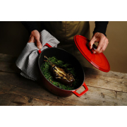 Cocotte Ovale en Fonte &Eacute;maill&eacute;e Rouge 4,4L, 36,5x29 cm, Induction - Hendi