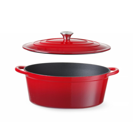 Cocotte Ovale en Fonte &Eacute;maill&eacute;e Rouge 6,88L, Compatible Induction - Hendi
